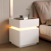 Ensembles de meubles de chambre à coucher haut de gamme, table de chevet intelligente avec station de recharge sans fil et lumière pour lit intelligent.