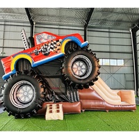 Location de matériel de fête : Toboggan aquatique gonflable en PVC, Château gonflable pour enfants, Château gonflable Monster Truck avec toboggan