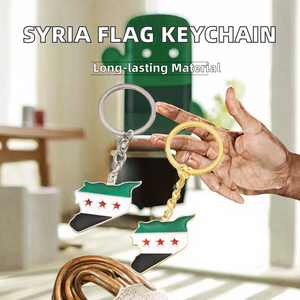 Llavero con colgante de bandera Siria chapado en oro de 18 quilates Llavero de metal de aleación de zinc con colgante de mapa de Siria Llavero de diseño único - Product Image 3