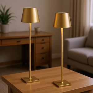 Lámparas de Mesa Modernas Doradas, Recargables, LED, Control Táctil, Inalámbricas, con Batería, Iluminación de Escritorio, Pantalla Cónica Grande, Cuerpo de Metal - Product Image 2