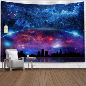 Tapiz Psicodélico con Diseño de Estrellas y Luna, Hermosa Manta Vintage con Estampado de Galaxia y Planetas para Decoración del Hogar - Product Image 1