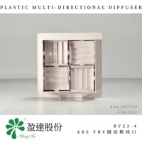 Diffuseur multidirectionnel en plastique ABS pour CVC, 230*230mm, BV 23-4, 4 modules, grille d'aération réglable pour plafond