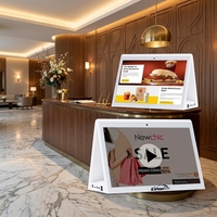 Afficheur numérique Android à double écran tactile en forme de A de 10,1 pouces, kiosque publicitaire de table RK3568 à double face, tablette d'affichage