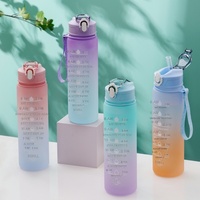Bouteille d'eau dégradée givrée de 750 ml en gros, bouteille d'eau portable d'extérieur, bouteille d'eau simple grande capacité pour adultes