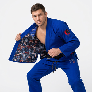 Kimono profesional de BJJ con forro interior de diseño en color azul para artes marciales Jiu-jitsu - Product Image 2