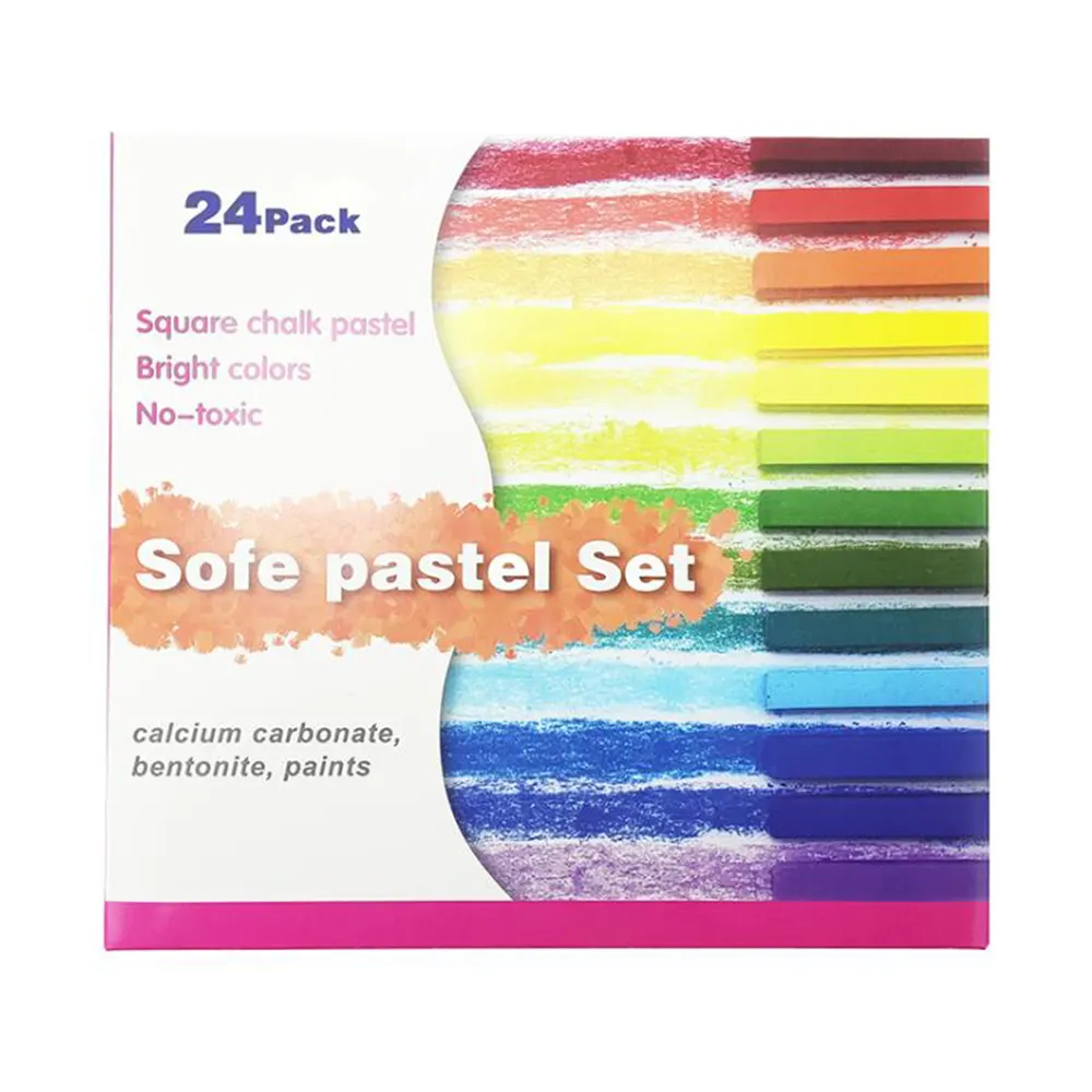 Elsas galeri sanat boya kalemi çocuklar 24 adet yumuşak pastel renkler set yumuşak kare tebeşir pastel set çeşitli renk