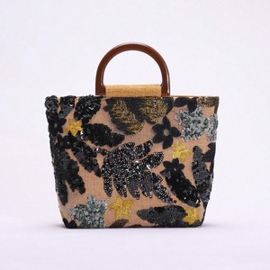 Fashion Women Embroidered Flower Pattern Tote Bag Wooden Handle Line <b>Handbags</b> with Shiny <b>Sequin</b> - Product Image 3