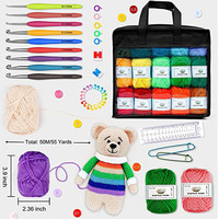 103 PCS Crochet Kit Avec Crochet Crochets Fil Ensemble Boules De Fil Aiguilles Accessoires Sac Idéal Starter Pack pour Enfants Adultes Débutant