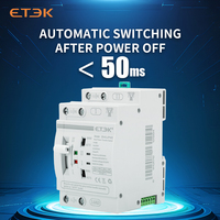 Saklar Transfer Manual ETEK 2P/4P ATS Saklar Listrik dengan Koil 220V Tipe PC untuk Tenaga Kota Energi PV 40/63A Din Rail Generator