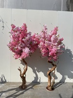 Künstliche Kirschblütenbäume aus Holz, Rosa-Weiße Plastik-Kirschblüten, Dekorative Blumen, Kränze und Pflanzen