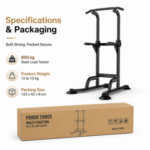 Torre de Ejercicios Ajustable de Acero Resistente FLOWA con 6 Niveles de Altura, Estación de Dominadas y Flexiones para Entrenamiento de Fuerza en Casa - Product Image 5