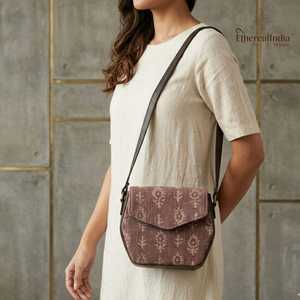 Boho Cotton Rug Sling Bag Hand Block Printed Ragzine Fabric Crossbody Bag <b>Small</b> Shoulder <b>Purse</b> Gift - Product Image 1