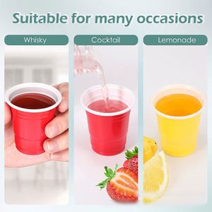 Vasos de chupito desechables de plástico rojo de 2 oz, bonitos y ideales para fiestas, aptos para contacto con alimentos, con opción de logotipo personalizado, sin pedido mínimo. - Product Image 2