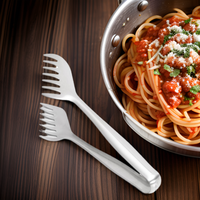 2025 Italiaanse TECHNE 18-10 Spiegelpolijst RVS Ecologisch Verantwoorde HORECA Spaghetti Tong Ravioli Pasta Serveertang 1