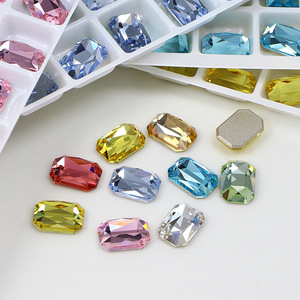 אבני חן אקולוגיות תלת-ממדיות שטוחות בתחתית, בצורת מתומן, לקישוט ציפורניים, זכוכית/קריסטל, 8*<span class=keywords><strong>5</strong></span>.<span class=keywords><strong>5</strong></span> מ\\\"מ, ללא הדבקה בחום - Product Image 2