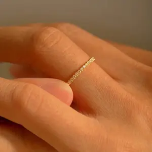 Anello a fascia per Eternity di moda in argento Sterling 925 lusso CZ zircone fidanzamento matrimonio anelli placcati oro 18 carati gioielli per donna