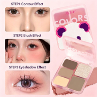 Palette de fards à paupières cinq couleurs Cute Little Bear avec fard à paupières 3D naturel, blush et illuminateur, palette de maquillage tout-en-un authentique