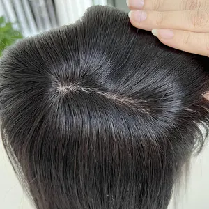 Ujung rambut manusia Virgin dasar sutra ikat tangan penuh, ujung rambut wanita bebas bagian lurus halus dengan poni