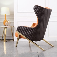 Chaise de canapé de salon en cuir véritable de loisirs nordiques de luxe Offre Spéciale avec des chaises de jambe en métal doré pour des meubles de salon