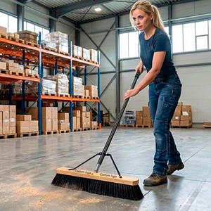 <span class=keywords><strong>Balai</strong></span> à pousser en PET robuste avec manche long de 18 à 24 pouces pour le nettoyage des terrasses, allées, garages et patios en béton - Product Image 4