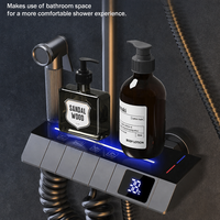 Ensemble de douche mural de luxe à haute pression avec quatre fonctions, mitigeur de douche piano et affichage LCD, design moderne