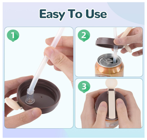 现代汽水罐盖和盖子 4 件装 可重复使用 不含 BPA 防溢漏 密封 易于使用 适合 S/M/L 罐 啤酒 果汁 苏打水 - Product Image 6