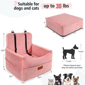 Pet Car Seat Travel <strong>Bed</strong> with Storage Pockets and <strong>Dog</strong> Safety Belt - Product Image 3