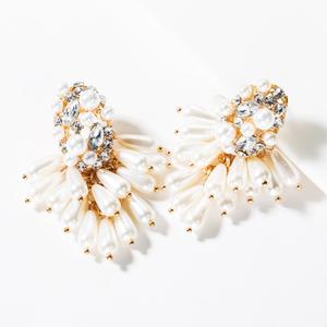 Boucles <span class=keywords><strong>d</strong></span>'oreilles multicouches avec strass, imitation de perles de <span class=keywords><strong>raisin</strong></span>, string floral, nouvelle collection - Product Image 2