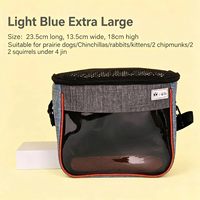 Sac de transport pour petits animaux, bleu, en PVC, cage de voyage avec fenêtre en maille respirante, vue à 360°, fermeture éclair sécurisée pour hamsters et gerbilles