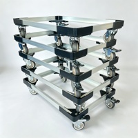 Chariot de manutention OEM en alliage d'aluminium avec plateforme profilée en plastique et roues verrouillables pour usage industriel et commercial