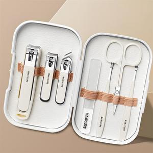 Nouveau Kit D'Arrivée de Luxe 7 Pièces Blanc Portable Manucure Pédicure Acier Inoxydable <span class=keywords><strong>Coupe</strong></span>-<span class=keywords><strong>Ongles</strong></span> Cuticules pour Soin des Pieds Coffret Cadeau - Product Image 1