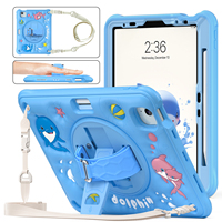 2025 casing tahan guncangan TPU silikon lumba-lumba 3D kartun lucu untuk Apple iPad Air11 2024/Air4/5/Pro11 2018/2020-2022