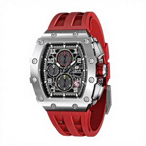 Orologio da Uomo di Lusso Bomb, Quadrante Quadrato Tonneau, Impermeabile 50M, Movimento al Quarzo, Cronografo, Cinturino in Gomma 20mm, Cassa in Acrilico - Product Image 1