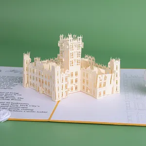 Custom New Arrival England Highclere Castle Building 3D Pop Up Greeting Cards With Envelopes