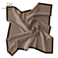 Foulard carré en polyester doux imprimé floral multicolore avec logo personnalisé, 115 cm, pour femme (Shayla, Kerudung, Hijab)