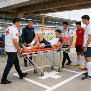 Brancard d'<span class=keywords><strong>ambulance</strong></span> professionnel pliable avec 4 roues verrouillables, idéal pour les cliniques et les maisons de retraite - Product Image 1