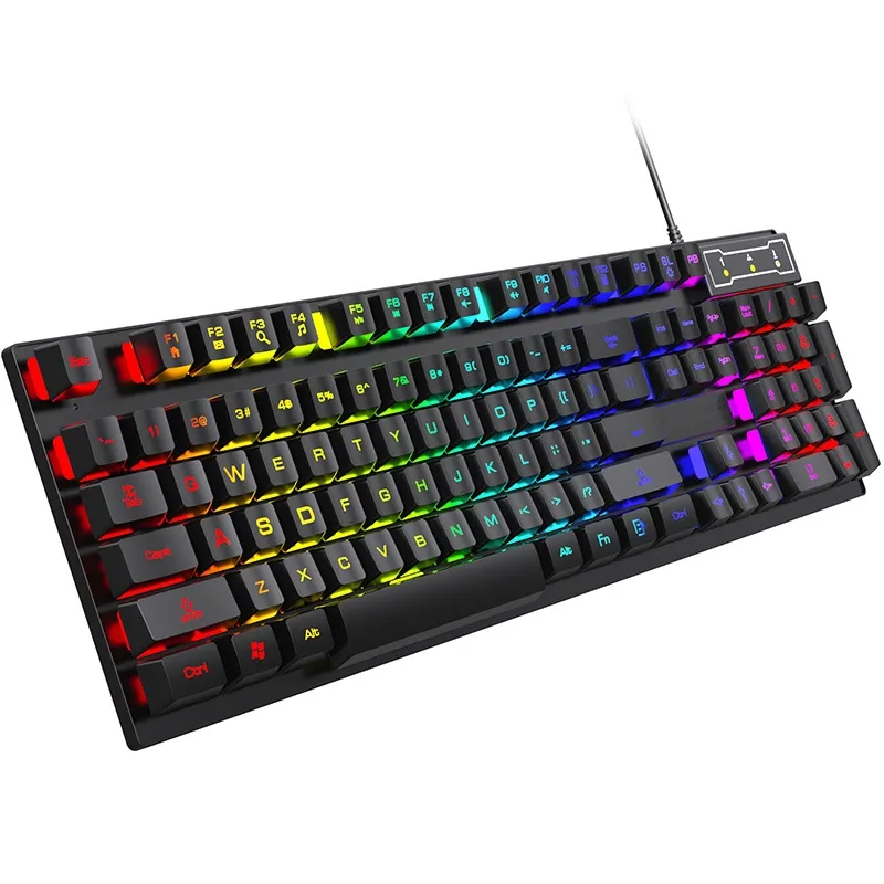 Teclado RGB retroiluminado USB para computador, teclado branco para jogos, teclado com teclado numérico USB à prova d'água