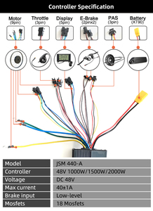 Pengendali sepeda listrik 36V 48V 14A 20A 25A 40A untuk daya Motor 250W 350W 500W 1000W 1500W DC pengendali bagian sepeda LCD - Product Image 3