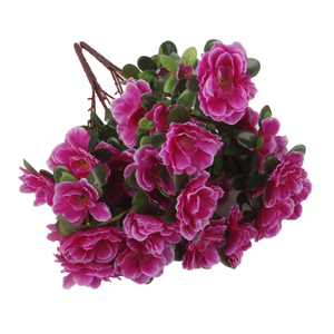 Fiori artificiali viola Bouquet 2 mazzi di Azalea finta per decorazioni per la casa di nozze grandi rose a 5 teste per san valentino - Product Image 2