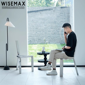 WISEMAX FURNITURE Mobilier design élégant <span class=keywords><strong>art</strong></span> déco fauteuil salon événementiel <span class=keywords><strong>chaise</strong></span> de salle à manger d'appoint en acier inoxydable - Product Image 6