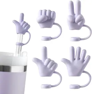 Cute Finger Hands Straw Toppers Compatible with 30 40 oz Cups, Funny Tumbler Straw Cover Accessories for Man & Woman Gift