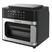 Nouvelle Friteuse à Air Numérique Classique Allemande 16L en Acier Inoxydable Carrée avec Écran LCD, Four de Cuisson et Grille-pain