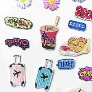 Patch en tissu brodé en fer de 0,5-5,5 cm, motifs dessin animé, aliments, fleurs, valise, mots, emblèmes, pour porte-clés DIY et promotion - Product Image 3