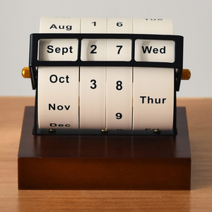 PerpetuCalendar <b>Desk</b> Rotate Wheel Large Countdown Desktop <b>Ornament</b> Office Home Decoration Gift Wooden Vintage Decor Accessory - Product Image 1
