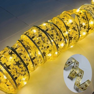 3m 4m 5m Décoration d'arbre de Noël Or Argent Rouge Bronzage <span class=keywords><strong>Ruban</strong></span> <span class=keywords><strong>Led</strong></span> Guirlande Lumineuse pour Fête Mariage Festival - Product Image 1