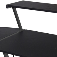 Mobilier de bureau Offres Spéciales Table d'ordinateur PC noire peu encombrante Bureau de jeu en forme de L avec étagère pour moniteur