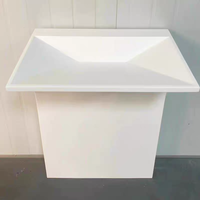 Lavabo sur pied en marbre blanc, vasque de salle de bain en pierre massif incurvée et évasée