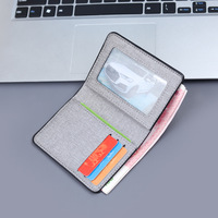 Dompet Pendek Kanvas Anti-RFID Multi-Kartu, Bukaan Terbuka, Lapisan Katun, Portabel, Serbaguna