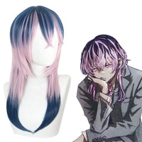 Perruque de cosplay Tokyo Revengers en gros, 30 cm, bleu moyen et violet, Rindo Haitani, perruque synthétique, cheveux résistants à la chaleur, anime