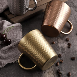 304 Stainless Steel <b>Double</b> <b>Wall</b> Coffee <b>Mug</b> Straight Cup Vacuum Insulated For Tea Beer Milk Breakfast Use - Product Image 2